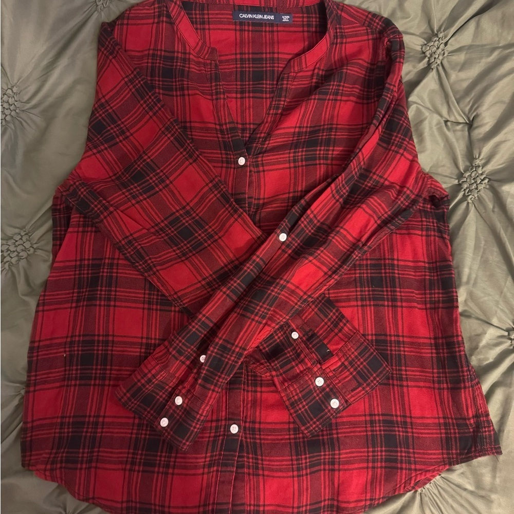 Calvin Klein Jeans Red and Black Plaid Skirt